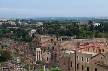 Fototapeta na wymiar The view onto Rome and Forum from the hill