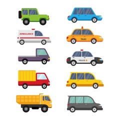 Cute car vehicle cartoon collections for pre school education and children vector illustration