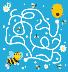 Maze game for homeschooling kids. Vector preschool children education labyrinth. Children leisure activity riddle shape,