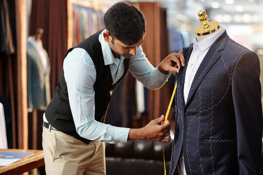 Semiready Jacket With Tailors Measuring Tape On Mannequin Against