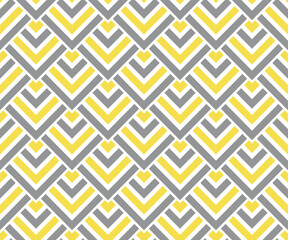 Seamless illuminating yellow and ultimate gray geometric squares pattern. Art deco vector illustration. Color of the year 2021