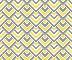 Nahtloses leuchtendes gelbes und ultimatives graues geometrisches Quadratmuster. Art-Deco-Vektorillustration. Farbe des Jahres 2021 © designermetin