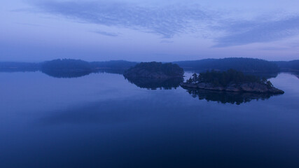 Dreamy morning, Small islands in Archipelago of Stockholm. 