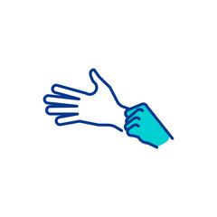 Medical Hand Gloves being put on Stretch fully editable linear icon stroke