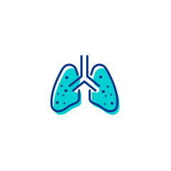 Lungs Infected Bacteria Coronavirus Linear Line Icon Editable stroke	