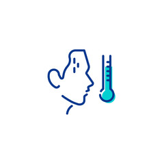 Temperature Fever Thermometer Measure Linear Line Icon Editable stroke	