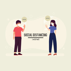 Social distancing, keep distance in public society people to protect from COVID-19 coronavirus outbreak spreading concept, People keeping distance for infection risk and disease.