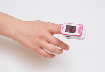 Pulse Oximeter, finger digital device to measure oxygen saturation in blood.