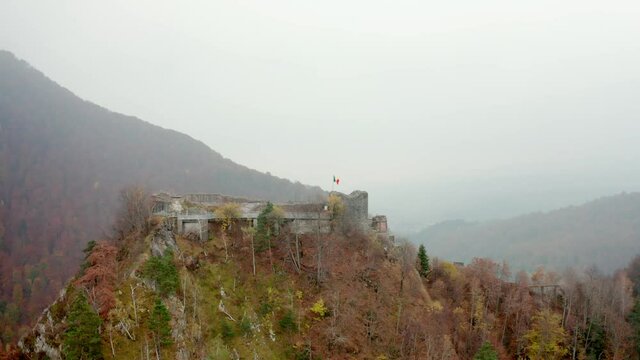 Ruined Poenari Castle in Romania
