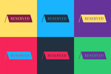 Pop art Reserved icon isolated on color background. Vector.
