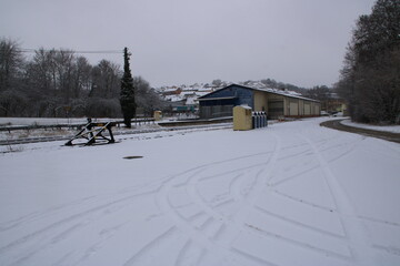 Blick in den Bahnhof Weissach im Winter