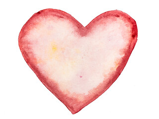 Watercolor heart on a white background for postcards and congratulations on Valentine's Day. Greeting card. - 408095748