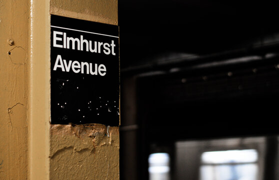 Elmhurst Avenue Subway Station Sign in New York City
