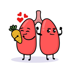 Cute lungs organ mascot design