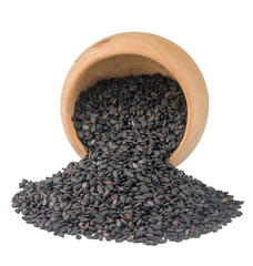 Black sesame seeds isolated on a white background