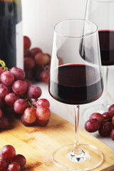 Red wine in a transparent white glass