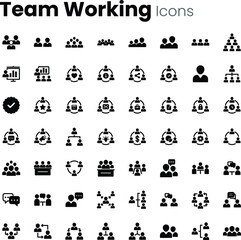 Office team working icon set