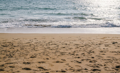 Blue sea wave on the beach summer background