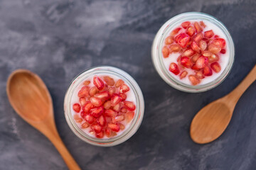 Pomegranate with natural yogurt