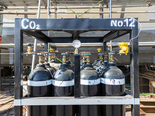Carbon dioxide cylinder pack, use for welding process Flux Cored Arc Welding.