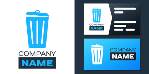 Logotype Trash can icon isolated on white background. Garbage bin sign. Recycle basket icon. Office trash icon. Logo design template element. Vector.