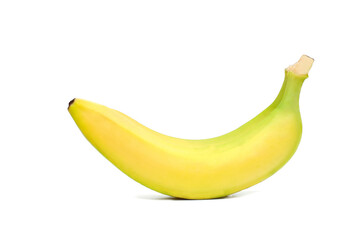 One ripe banana on a white background