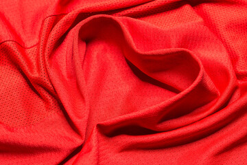 Heart shape made of red polyester fabric. Valentine's Day Concept