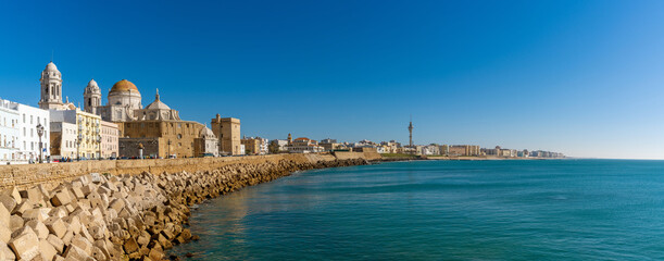 panorama cityscape view of the historic city center in Cadiz © makasana photo