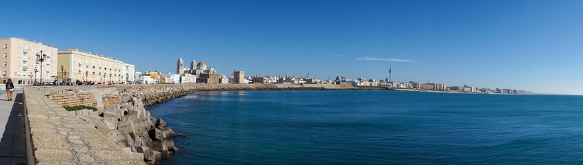 panorama cityscape view of the historic city center in Cadiz