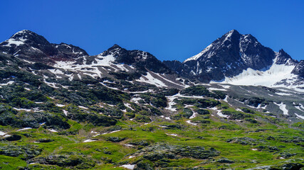 Fototapeta premium Passo Gavia, mountain pass in Lombardy, Italy, at summer