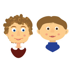 two people, a boy and a woman with blond hair