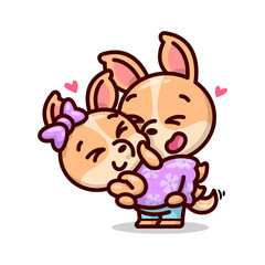 CUTE COUPLE DOG THE MALE DOG CARRY HIS GIRLFRIEND AND FEELING SO IN LOVE. VALENTINE'S DAY ILLUSTRATON.