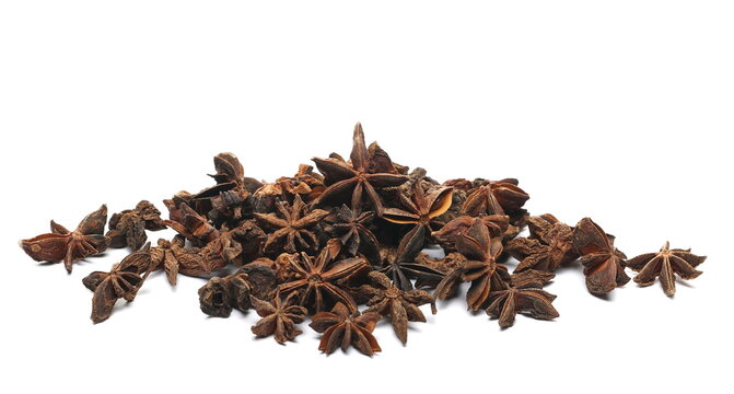 Star anise pile isolated on white background 
