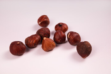 small amount of hazelnuts stacked