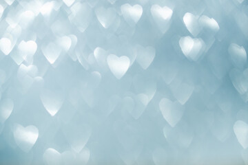 heart shaped bokeh on silver background