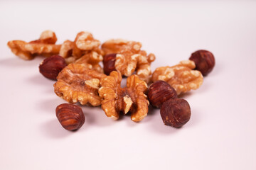 shelled walnuts and hazelnuts