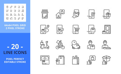 Line icons about shopping online. Pixel perfect 64x64 and editable stroke