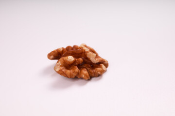 top view of a peeled walnut half