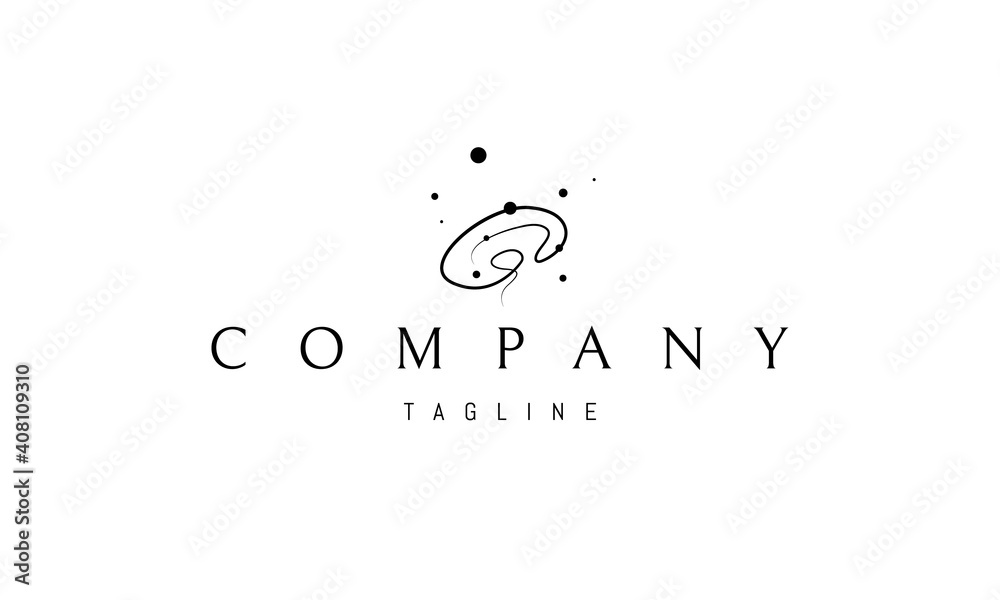 Wall mural vector logo on which an abstract image of the human brain in the form of a line.