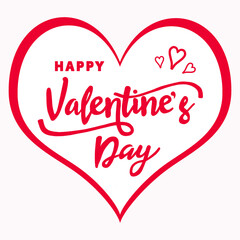 Happy Valentines Day lettering in red heart. Valentines Day greeting card and banner. Valentines lettering background