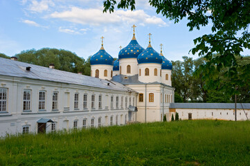 Fototapeta na wymiar Holy Cross Cathedral of the Yuryev Monastery, Veliky Novgorod.