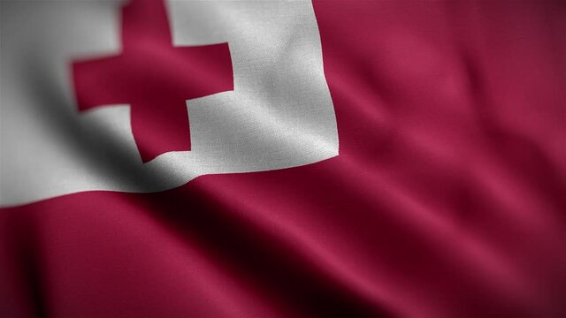 Tonga Flag Textured Waving Close Up Background HD