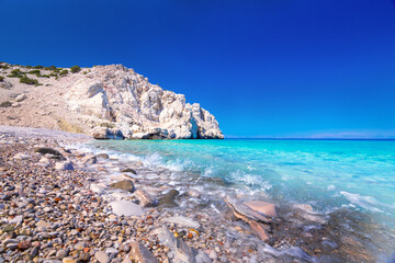 Fototapeta na wymiar The tropical, scenic nudist beach of Lakoudi on Gavdos island, Greece.