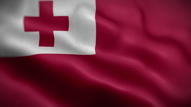 Tonga Flag Textured Waving Front Background HD