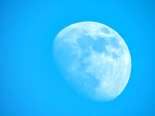 Lune en plein jour avec un ciel bleu