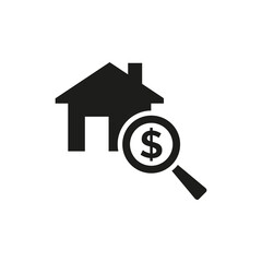 Home appraisal icon on white background.