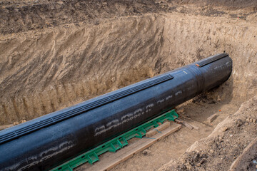 Construction works for laying the pipe.