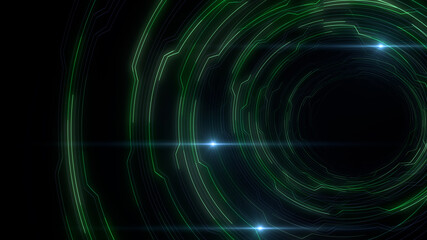 Digital Circuit Tunnel Network Technology internet data 3D illustration.