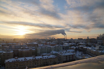 smoking chimneys over the city