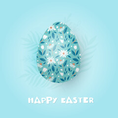 Easter egg with floral ornament on background